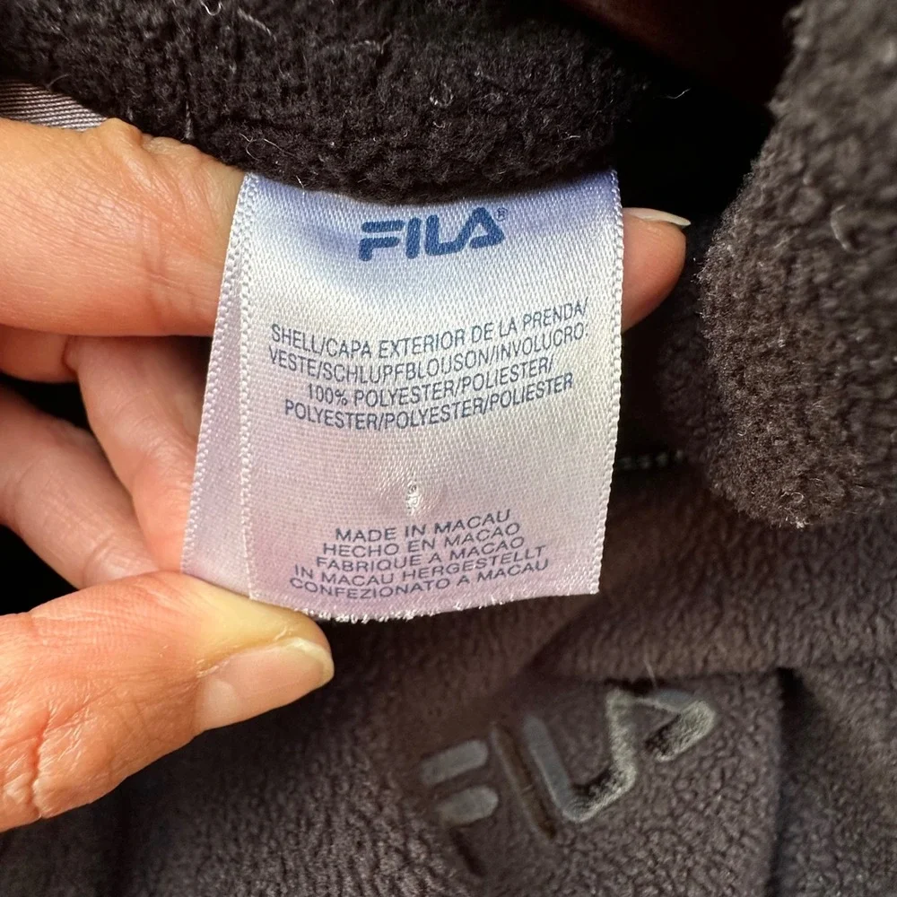 FILA Fleece Jacket Mens Large Full‎ Zip Mock Neck Coat Gray Performance